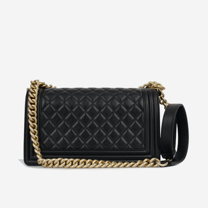 Chanel Boy Bag Lambskin Black Shoulder Bag Style 29