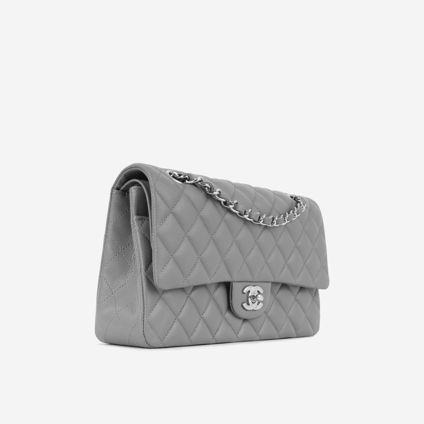 Chanel Classic Flap Caviar Silver Shoulder Bag Style 12