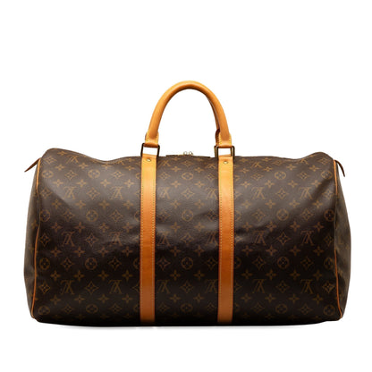 Brown Louis Vuitton Monogram Keepall 50 Travel Bag