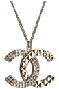 Chanel Baguette Crystal CC Necklace Quilted Gold