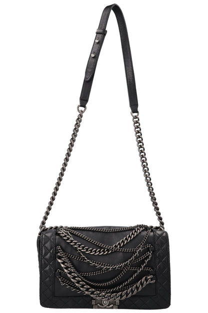 Chanel Boy Bag Enchained Leather Black
