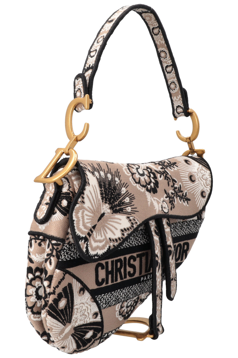 Christian Dior Saddle Bag Canvas Brown