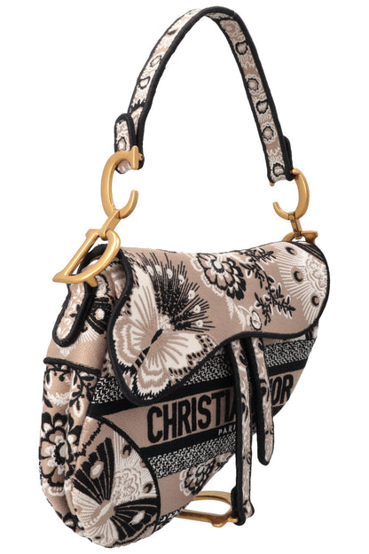 Christian Dior Saddle Bag Canvas Brown