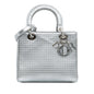Silver Dior Medium Metallic Patent Microcannage Lady Dior Satchel