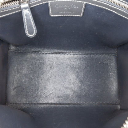 Silver Dior Medium Metallic Patent Microcannage Lady Dior Satchel