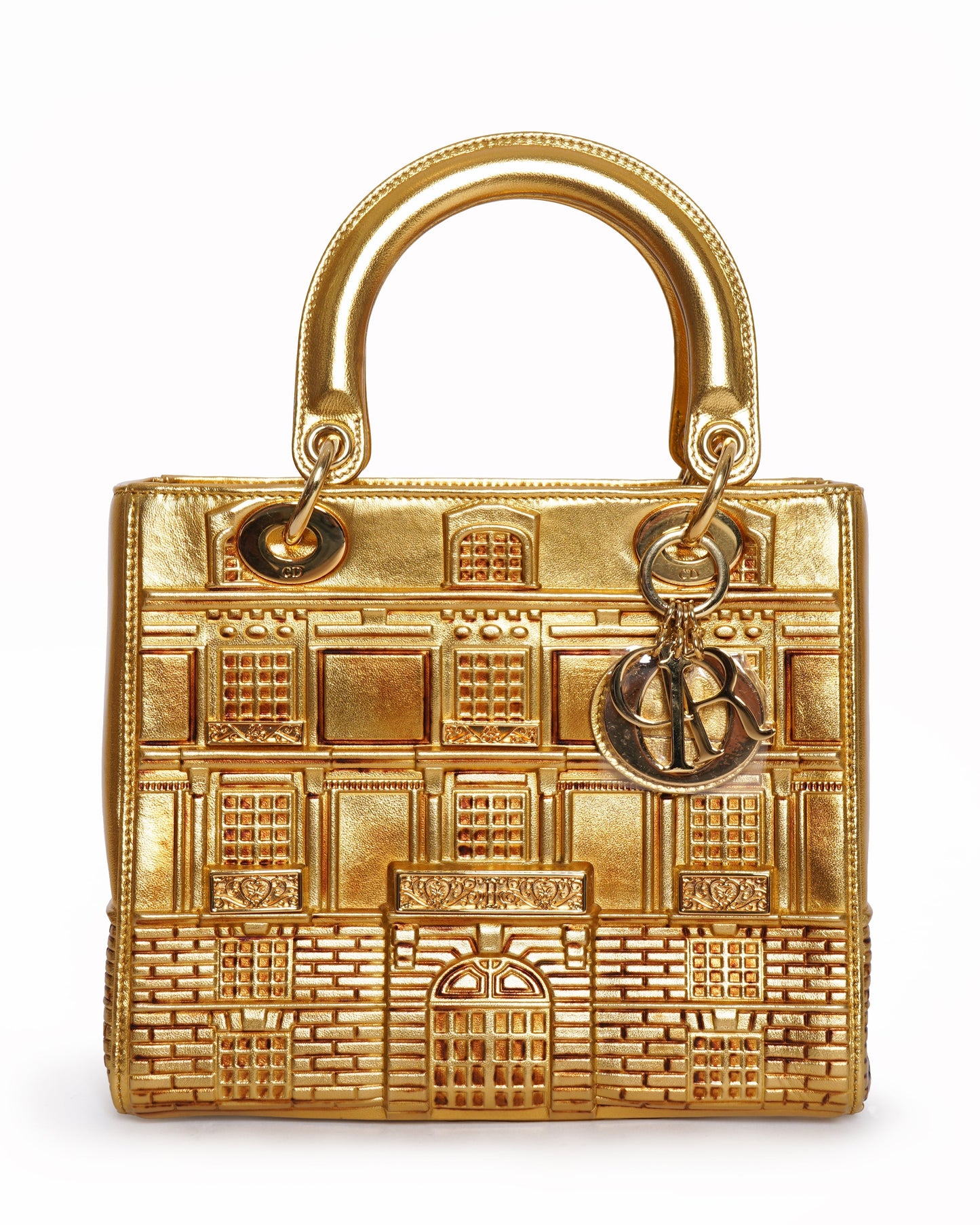 New Christian Dior Lady Dior Art Limited Edition Gold Handbag