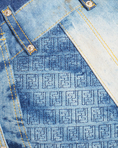 Fendi ff logo denim tote bag