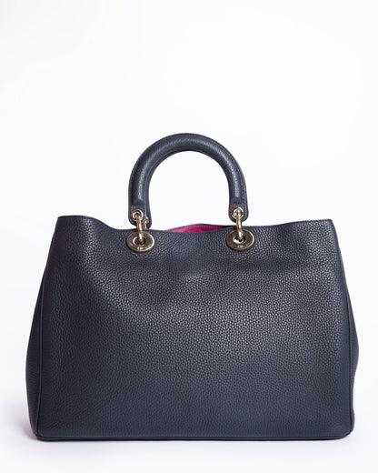 Christian Dior Black Leather Medium Diorissimo Shopper Tote Bag