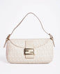 Fendi Zucchino Canvas Mamma Baguette Shoulder Bag Beige
