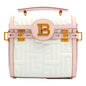 Balmain B-Buzz 23 Pink White Tote Crossbody Shoulder Bag Quilted Leather