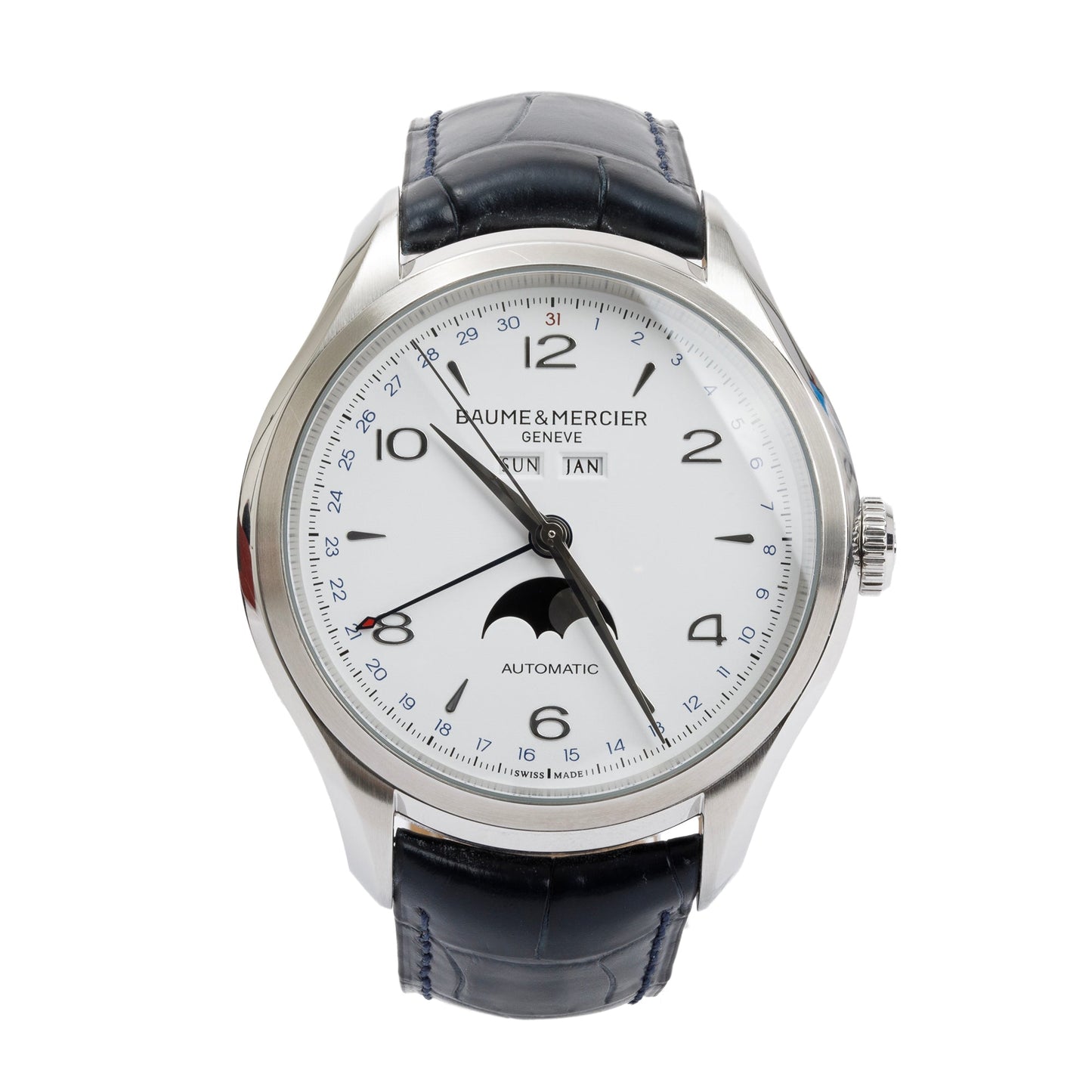 Baume & Mercier Stainless Steel Clifton 43 MM Moonphase Automatic Watch w/ Box & Papers