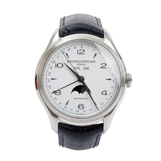 Baume & Mercier Stainless Steel Clifton 43 MM Moonphase Automatic Watch w/ Box & Papers