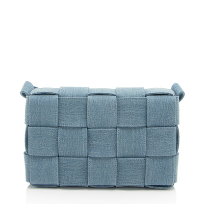 Bottega Veneta Denim Intrecciato Cassette Crossbody (SHF-bjvGME)