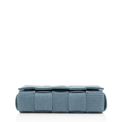 Bottega Veneta Denim Intrecciato Cassette Crossbody (SHF-bjvGME)