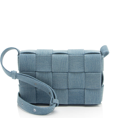 Bottega Veneta Denim Intrecciato Cassette Crossbody (SHF-bjvGME)