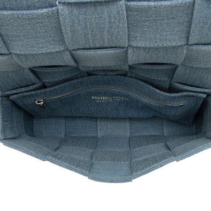 Bottega Veneta Denim Intrecciato Cassette Crossbody (SHF-bjvGME)