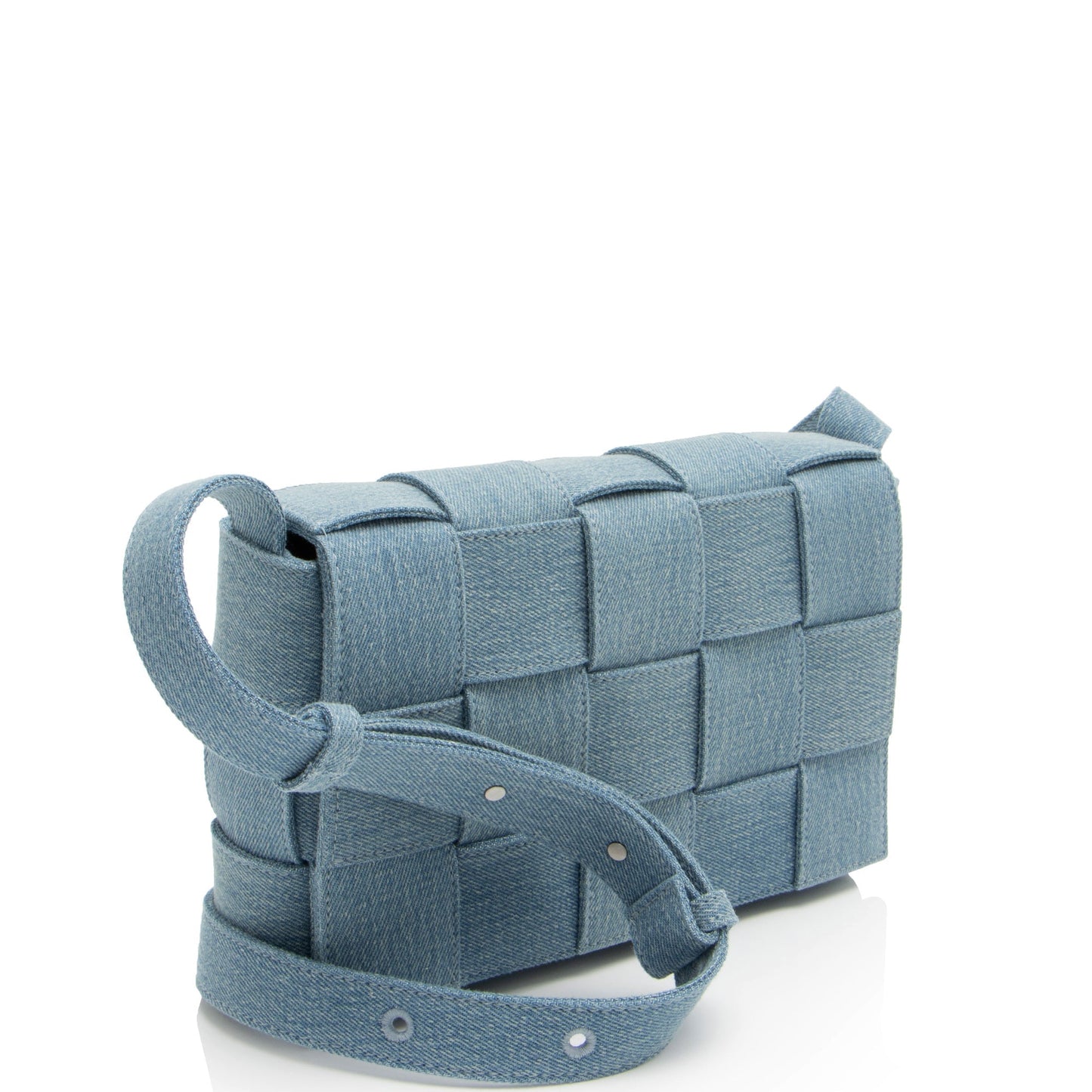 Bottega Veneta Denim Intrecciato Cassette Crossbody (SHF-bjvGME)