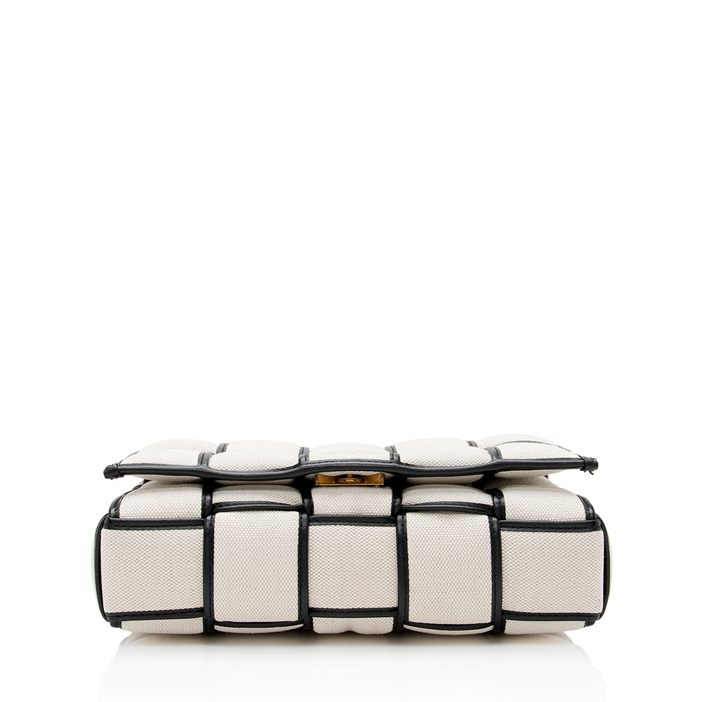 Bottega Veneta Puffed Canvas Cassette Crossbody (SHF-22046)