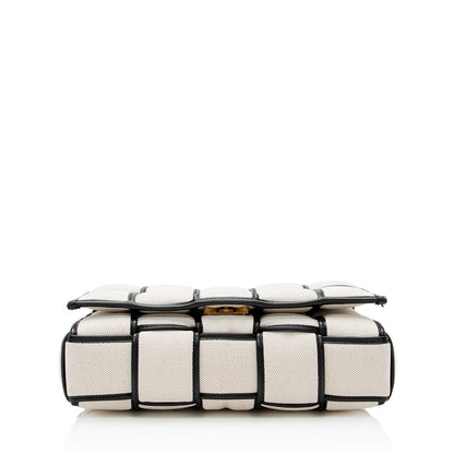 Bottega Veneta Puffed Canvas Cassette Crossbody (SHF-22046)