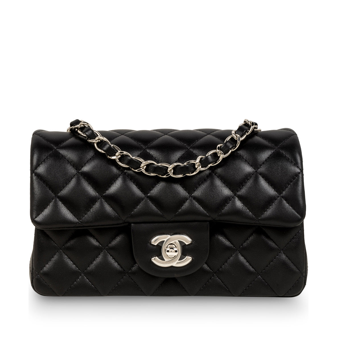 Chanel Classic Flap Lambskin Black Shoulder Bag Style 202