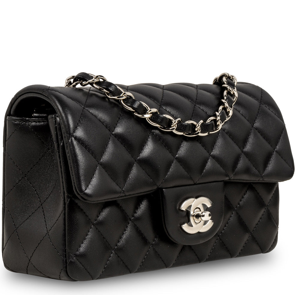 Chanel Classic Flap Lambskin Black Shoulder Bag Style 203