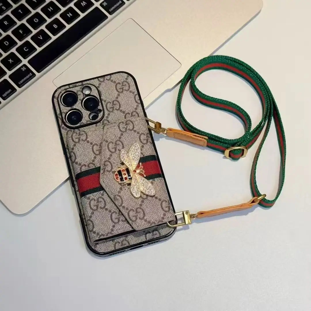 GG bee iPhone Wallet Case Crossbody