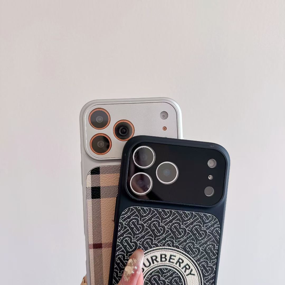 Burberry Phone Case Lens Protector Style for iPhone 13-17 / Pro / Pro Max