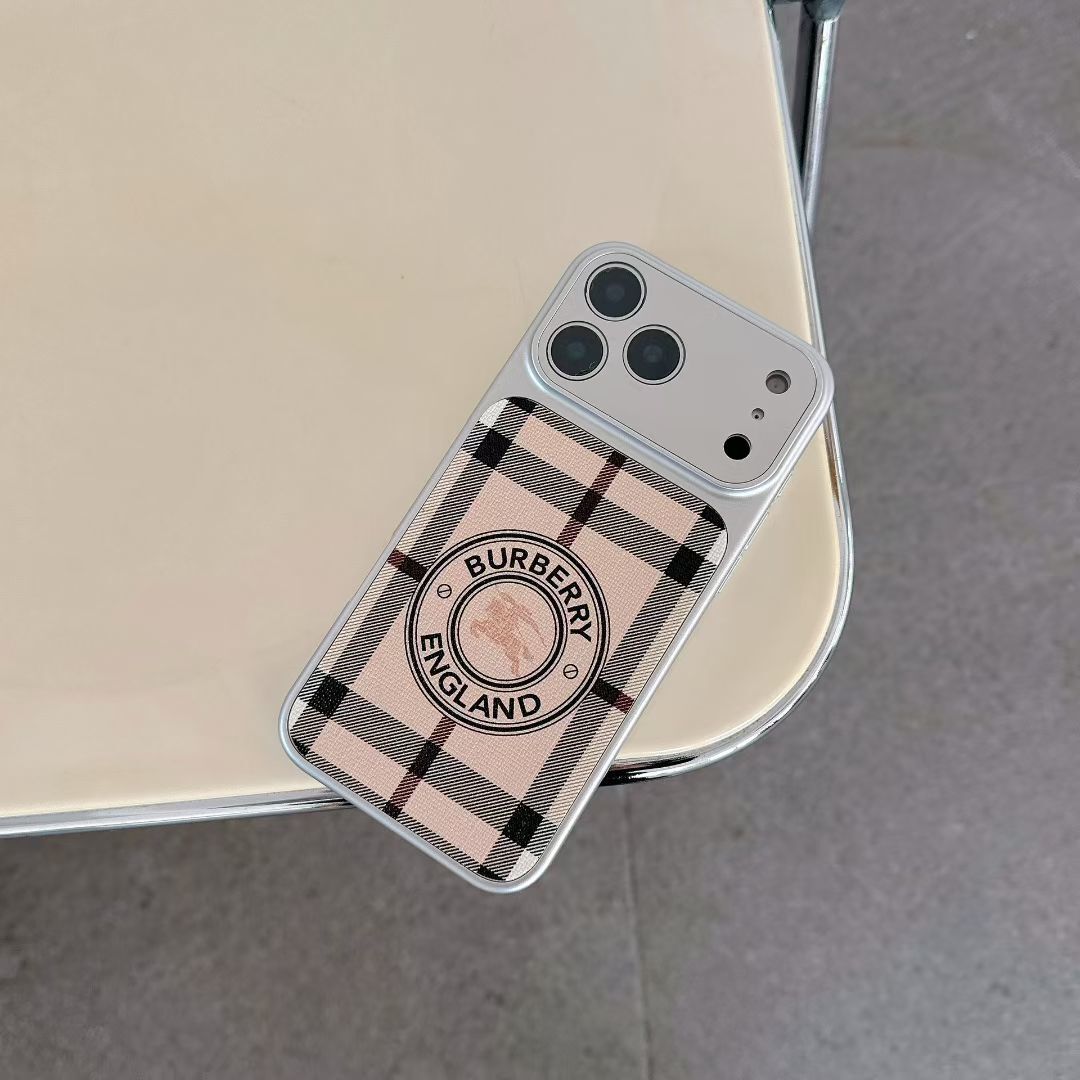 Burberry Phone Case Lens Protector Style for iPhone 13-17 / Pro / Pro Max