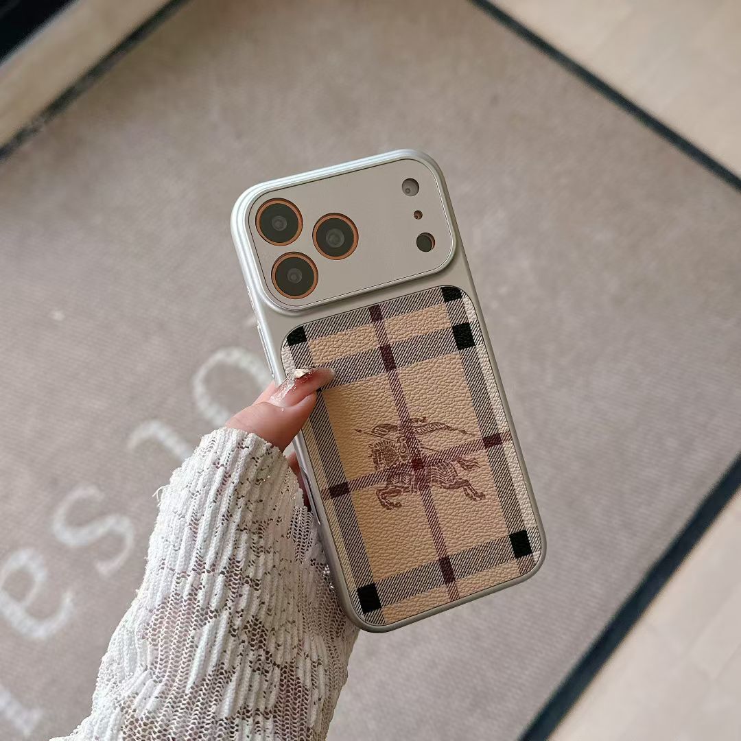 Burberry Phone Case Lens Protector Style for iPhone 13-17 / Pro / Pro Max