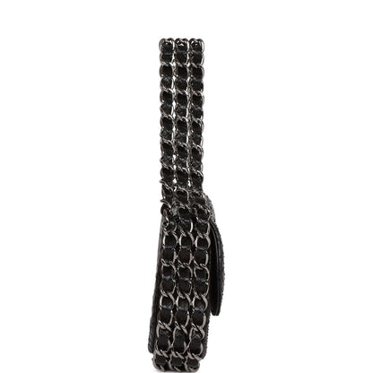 Chanel Mini Flap Bag Black Python Silver Hardware