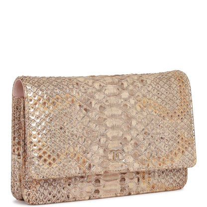 Chanel Wallet On Chain WOC Gold Python Light Gold Hardware