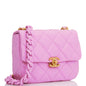 Chanel Lacquered Metal Mini Flap Bag Dark Pink Lambskin Antique Gold Hardware
