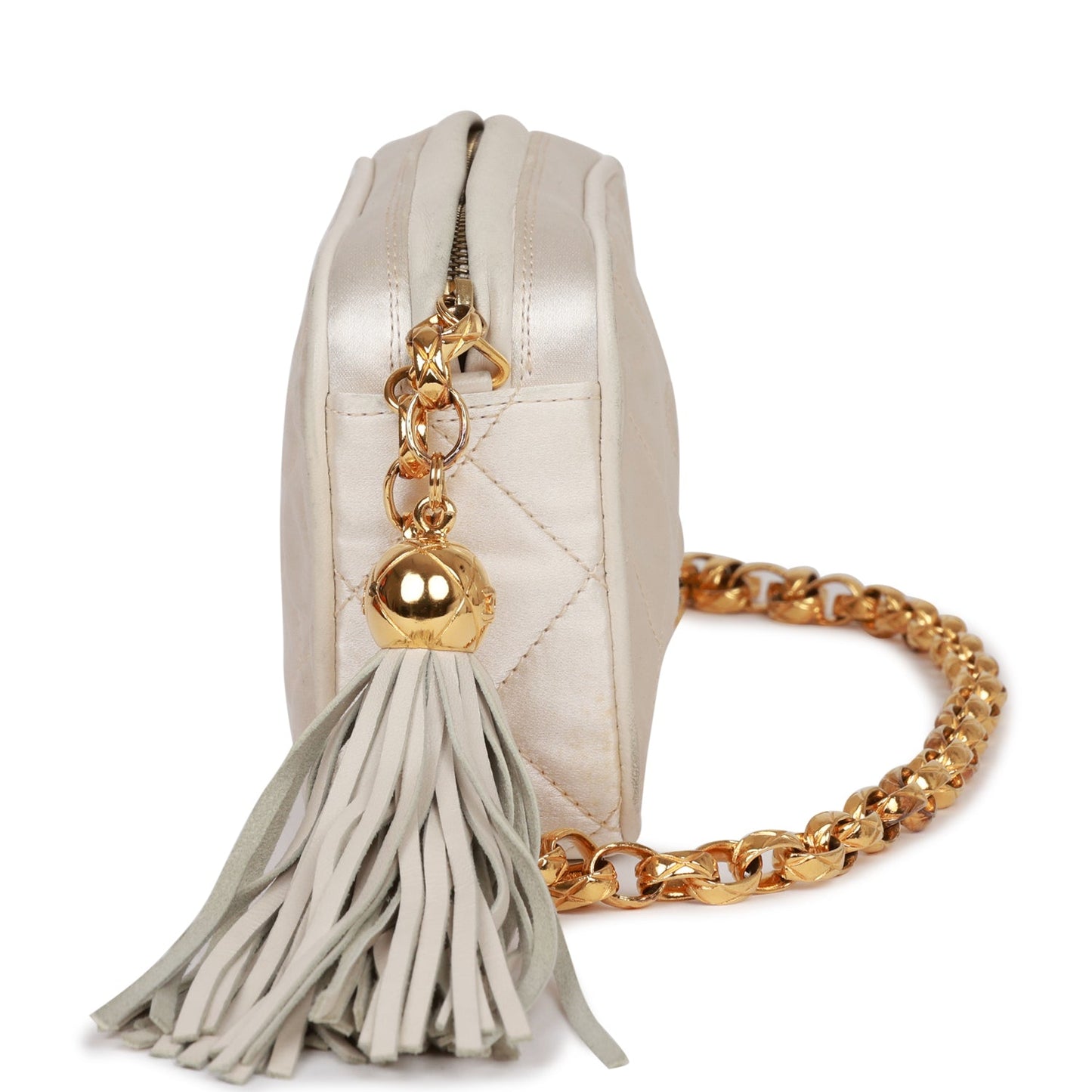 Chanel Mini Camera Bag Beige Satin Gold Hardware