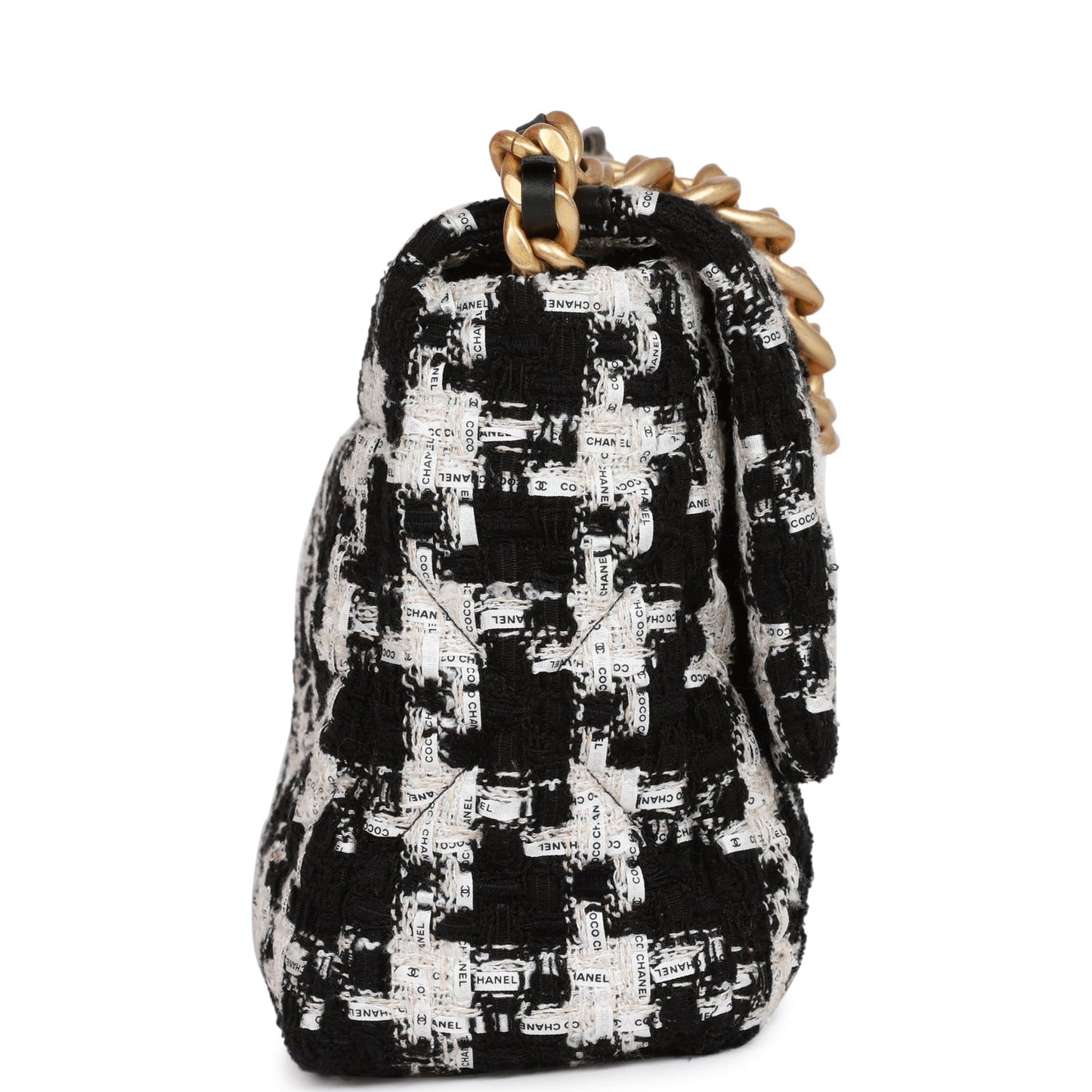 Chanel Large 19 Flap Bag Black And White Tweed Mixed Hardware