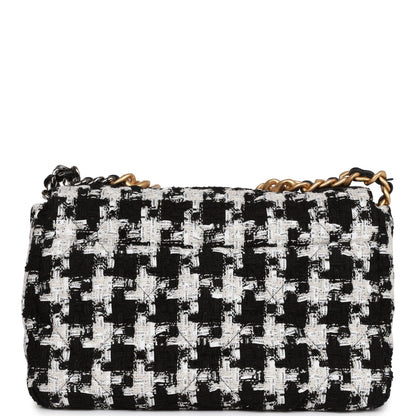 Chanel Large 19 Flap Bag Black And White Tweed Mixed Hardware