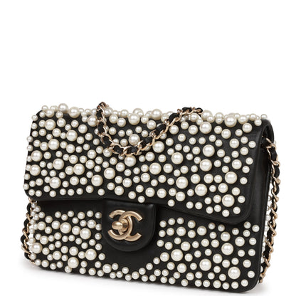 Chanel Paris-Dubai Pearly Flap Bag Black Lambskin Light Gold Hardware