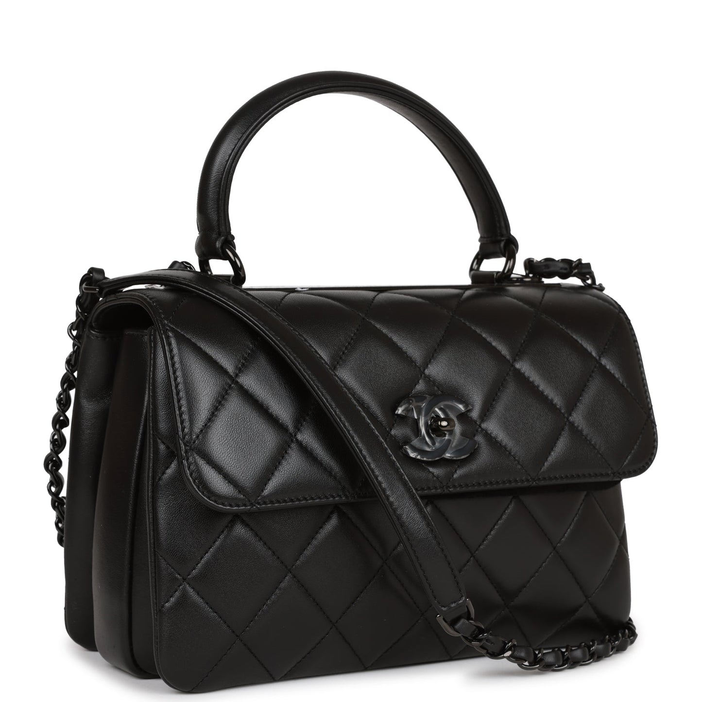 Chanel Large Trendy Cc Bag So Black Lambskin Black Hardware