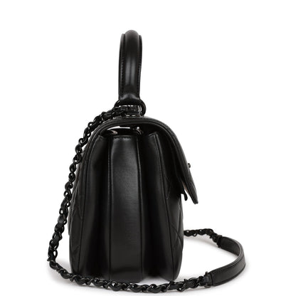 Chanel Large Trendy Cc Bag So Black Lambskin Black Hardware