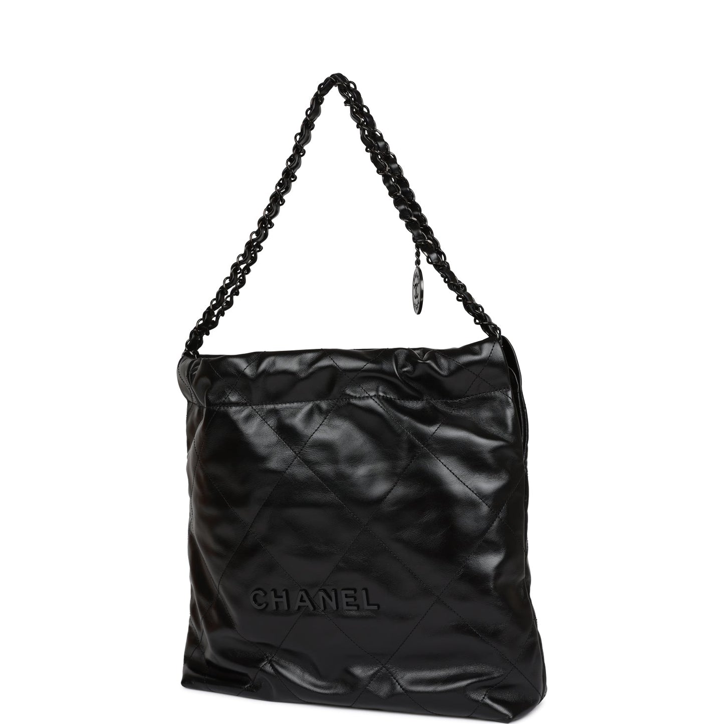 Chanel Small 22 Bag So Black Calfskin Black Hardware