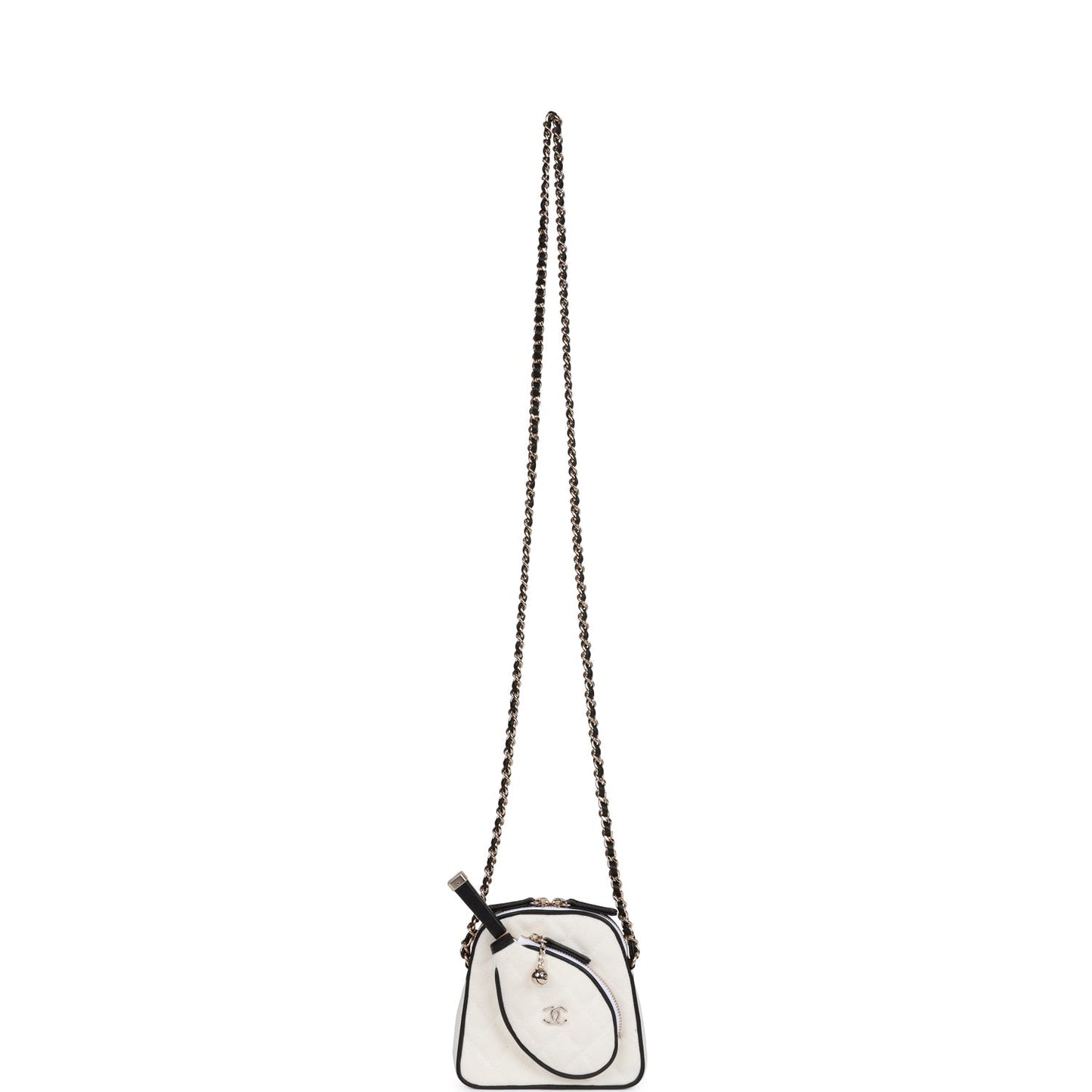 Chanel "Monte-Carlo" Mini Crossbody Tennis Bag White Canvas Light Gold Hardware
