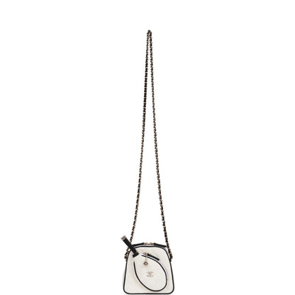 Chanel "Monte-Carlo" Mini Crossbody Tennis Bag White Canvas Light Gold Hardware