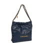Chanel Large 22 Bag Navy Lambskin Antique Gold Hardware