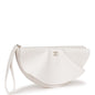 Chanel Ruffle Clutch With Wristlet White Lambskin Light Gold Hardware
