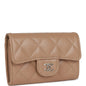 Chanel Flap Card Holder Wallet Beige Caviar Light Gold Hardware