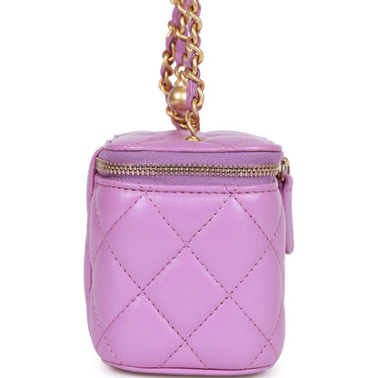 Chanel Small Classic Cc Vanity Case Purple Lambskin Gold Hardware