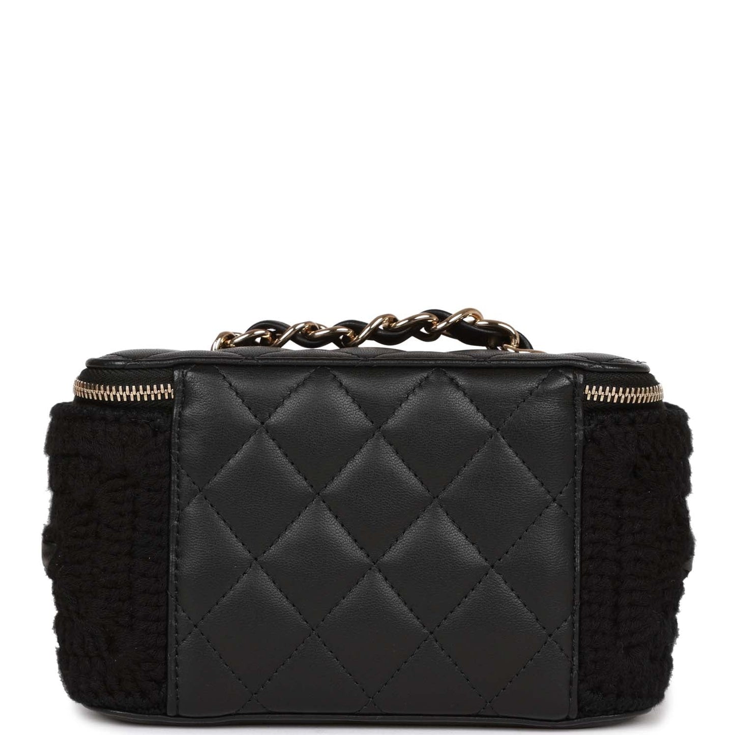 Chanel Small Vanity Case Black Crochet And Lambskin Light Gold Hardware