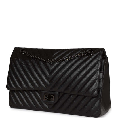 Chanel 226 Reissue 2 55 So Black Chevron Calfskin Black Hardware