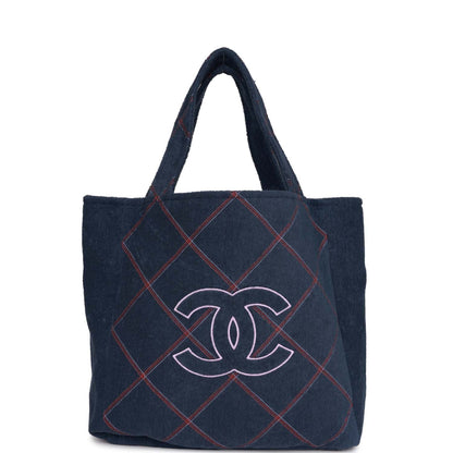 Chanel Deauville Canvas Blue Tote Bag