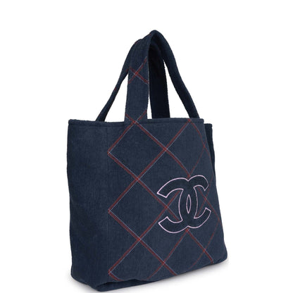 Chanel Deauville Canvas Blue Tote Bag