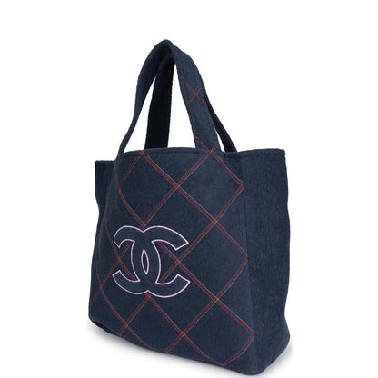 Chanel Deauville Canvas Blue Tote Bag